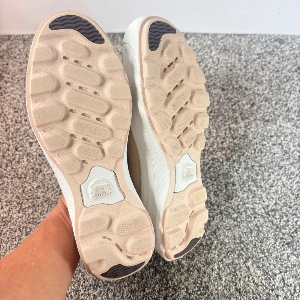 SOREL ONA 503 Knit Low Sneakers Peach Pink Suede Mesh Platform Trainers sz 10.5